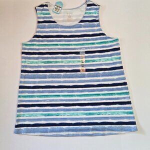 C9 by Champion Supersoft Sleeveless Tank Top, 2X, Blue/Green Stripes